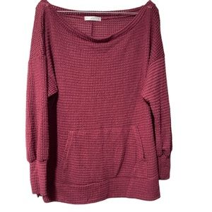 Blakeley Burgundy Waffle Material Crew Neck Long Sleeve Shirt Size S/M